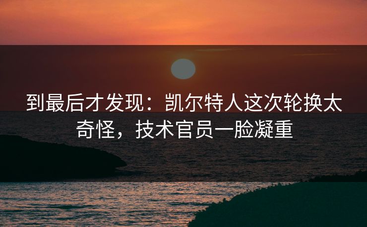 到最后才发现：凯尔特人这次轮换太奇怪，技术官员一脸凝重