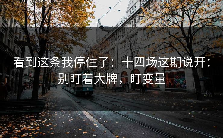 看到这条我停住了：十四场这期说开：别盯着大牌，盯变量
